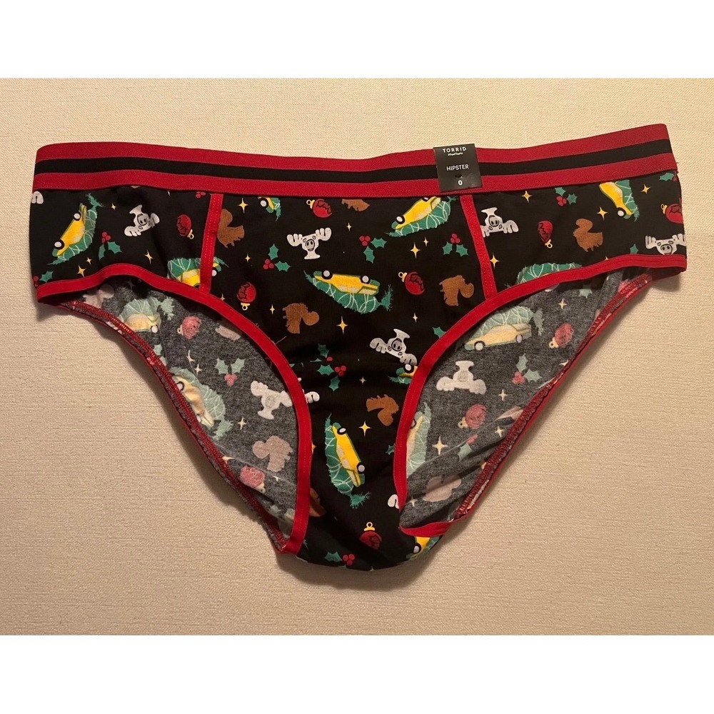 Torrid Christmas Vacation Hipster Panty Black Red National Lampoons Size 0-L New